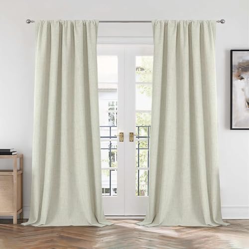 CUCRAF 100% Blackout Light Beige Curtains 84 inches 2 Panels Set, Back Tab and Rod Pocket Long Drapes for Bedroom Living Room Darkening Curtain with Thermal Insulated Liner (52x84 inch, Light Beige) by CUCRAF - Image 7