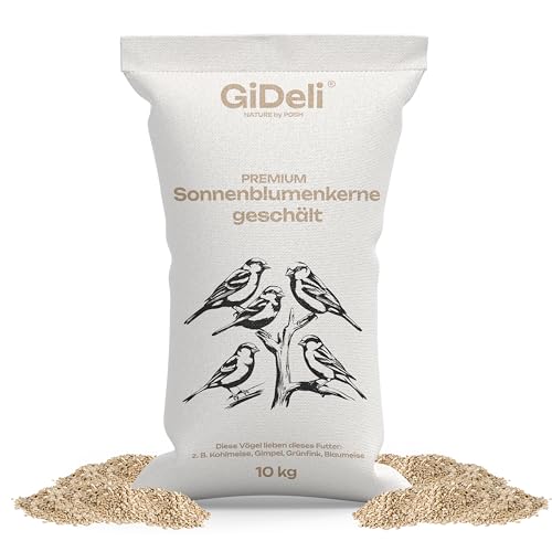 Nourriture pour oiseaux - Graines de tournesol pelées - 10 kg - Couleur naturelle - Pour l'extérieur