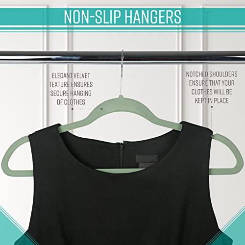 Simplify Slim Velvet Clothes Hangers | 25 Pack | Non-Slip | Shirts | Suit | Pants | Dresses | Garments | Closet Storage & Organization | Durable | Sage