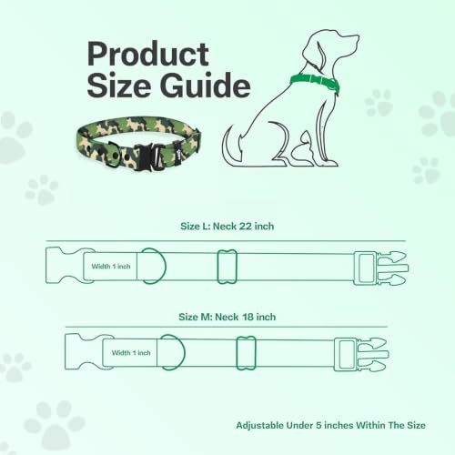 Image of Adil's Biothane Waterproof Dog Collar, Dog Leash & Collar Leash Combo | Heavy Duty TPU Coated Webbing | Adjustable Quick Release Buckle | Odour Resistant (Army Print, M-18, Collar Only)