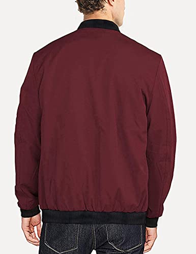 Lentta Men's Slim Fit Lightweight Softshell Bomber Jacket Coat Fall Jackets For Men(5WineRed-S)