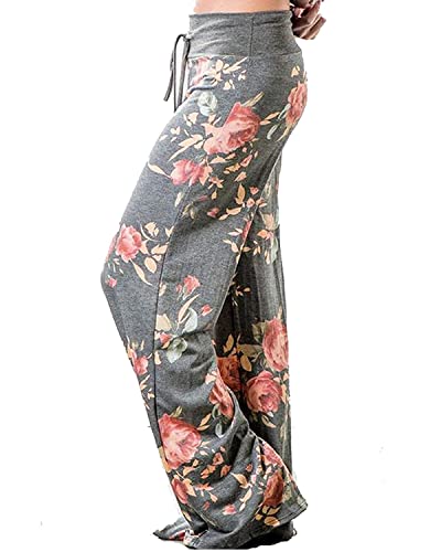 Image of NEWCOSPLAY Women's Comfy Pajama Pants Casual Drawstring Palazzo Lounge Wide Leg Pants