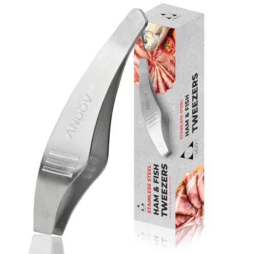 Fish Bone Tweezers Stainless Steel - Precision Kitchen Tweezers for Removing Pin Bones from Fish Fillets, Seafood Preparation Tool with Secure Grip, Ideal for Serving Ham, Charcuterie and Tapas