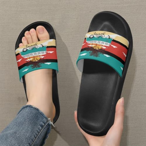 Slide Sandals for Women Men Waterproof Shower Slides with Slip Resistant Sole Summer Quick Dry Beach Pool Slippers Sizes 5-122