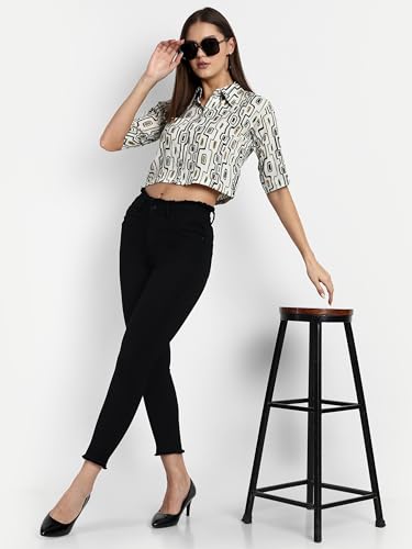 Image of TAGAS Women's Printed Short Sleeve Crop Shirt || Women's Shirt || Women's Crop Shirt || Girls Crop Shirt || Crop Shirt || Shirt (ST-11)