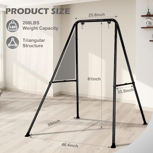Foldable Baby Swing Frame, Heavy Duty Metal A-Frame Swing Sets for Most Toddlers Swings/Baby Jumper/Hammock Chair, Easy to Assemble, Portable to Store, Holds up to 200lb - Thumbnail 2