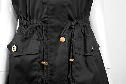 Ollie Arnes Women's Lightweight Sleeveless Utility Anorak Vest Jackets 84N_Black S #TOP2