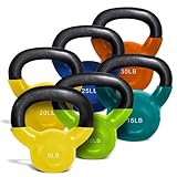 French Fitness Vinyl Kettlebell Set (5-30 lbs), Durable Coating, Comfortable Grip, Colorful & Stylish, Ideal for Strength Training, Home & Commercial Gym Use, Easy to Clean, Vibrant Colors