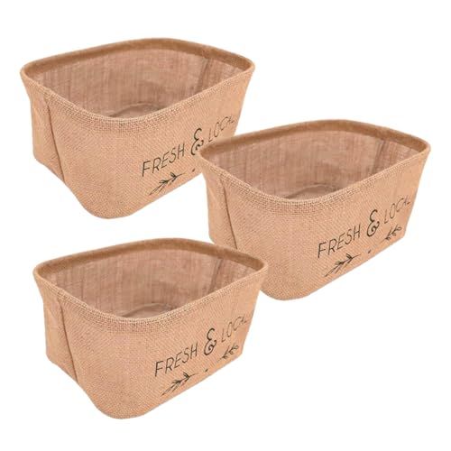 Jute Storage Baskets - Small and Large Rectangular Woven Baskets - Open Rustic Storage Solutions for the Home - Kitchen, Utility & Garden Shed Storage (3 Pack)