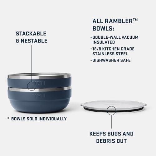 Image of YETI Rambler Low Bowls, Vacuum Insulated, Stackable and Nestable Stainless Steel Bowl with Lid, 3.6 Quart, Cherry Blossom