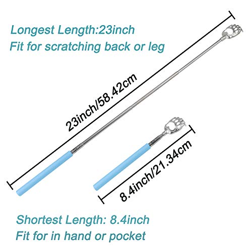 Image of WOVTE Bear Claw Telescopic Back Scratcher Blue, Christmas Gifts Stocking Stuffers for Men Women Adults Mom Dad Husband Wife