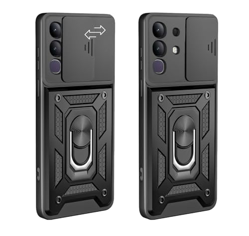 Image of PC,TPU Tough Armor Bumper Back Cover Case For iQOO Z10X 5G /Vivo T4X 5G|Sliding Camera Cover,Kickstand & Ring Holder 360 Degree Protection Back Cover For iQOO Z10X 5G /Vivo T4X 5G
