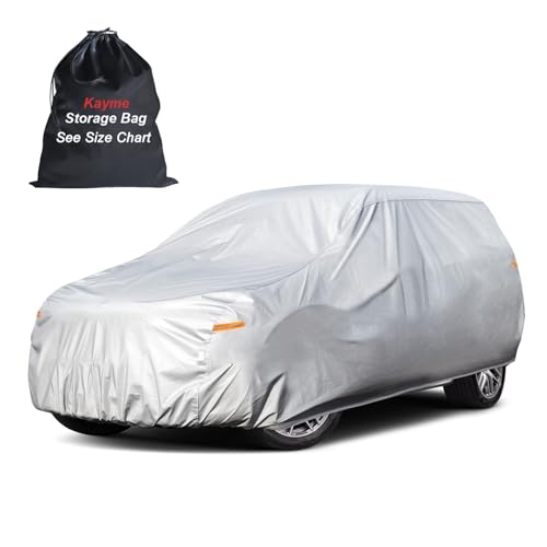 Image of Kayme Large SUV Car Cover Waterproof All Weather - See Vehicle Size Chart for Accurate Fit - Outdoor Full Exterior Cover Sun Rain Snow. Armada, Expedition, Tahoe, Yukon etc. Size S6 (See Size Chart)