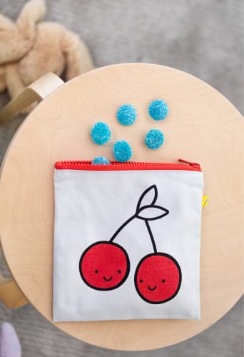 Fluf Zip Snack Sack: Reusable Snack & Sandwich Bag, Zipper Closure | 100% Organic Cotton With Rpet Lining | Tested Food-Safe | Rinsable & Machine Washable (Cherries Red, Sandwich) #TOP7