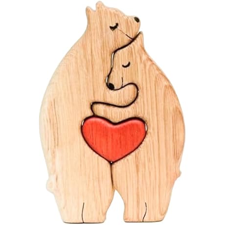 Personalized Wooden Family Bear Puzzle with Names for Custom Mother's Day Gifts