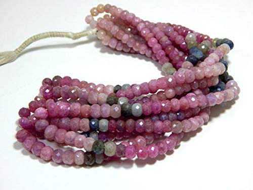 Saphir multicolore naturel en perles rondelles facettées de 7x6 mm pour haute joaillerie
