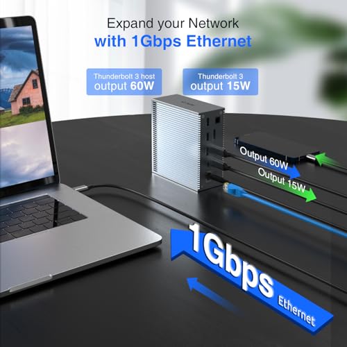 Tiergrade Thunderbolt 3 Dock, 18-in-1 Thunderbolt 3 USB C Docking Station with 8K DP, 1 Gbps Ethernet, USB-A 10Gbps, USB-C 3.2, SD/TF, Audio, Optical Out by Tiergrade - Image 7