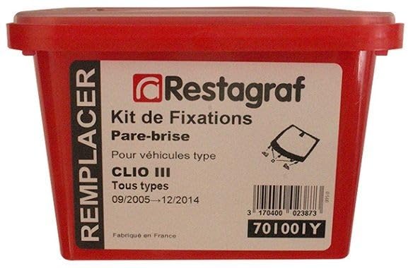 Kit fixations pare-brise Clio 3 Restagraf pour réparer sans vibrations de vitre