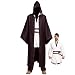 Spooktacular Creations Full Set Tunic Hooded Robe Cloak Jedi Costumes Outfit for Halloween Cosplay (X-Large) Black