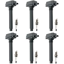 Set of 6 UF648 Ignition Coils and Spark Plugs Set Compatible with 2013-2018 RAM 1500, 2012-2017 Wrangler, 2014-2020 Cherokee, 2011-2019 Challenger Replace C1791 36-8196 IXUH22 DQG1176