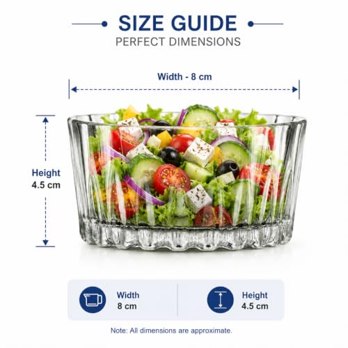 Image of Glassbunny 160ml Crystal Clear Glass Dessert Bowl | Elegant Ribbed Glass Serving Bowl for Ice Cream, Pudding, Custard, Fruits, Snacks & Dry Fruits Thick Durable Pack of 6