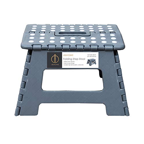 db Living Folding Step Stool Grey with Handle for Kids,Children and Adults Stepping Stool 12