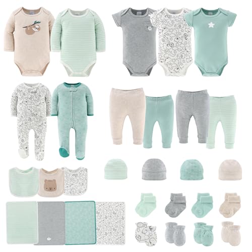 The Peanutshell Baby Layette Gift Set for Boys or Girls - 30 Piece New Born Unisex Gift Set, Baby Clothes & Newborn Essentials Must Haves - Newborn Clothes 0-3 Months - Restful Basics
