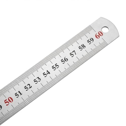 Règles en Acier Inoxydable 60cm,Règle Métallique de Précision, Outil de Mesure Épais et Durable pour Bricolage, Menuiserie, Bureau, École et Dessin(1pcs-60cm)