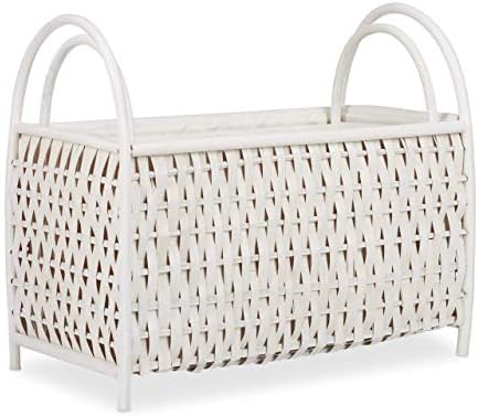 Relaxdays Set of 2 Storage Baskets, Multi-Purpose Newspaper Racks, Bamboo Wood, Hand Woven, White