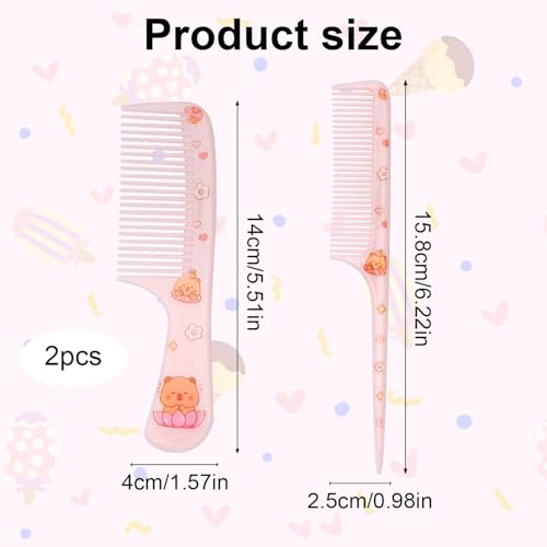 2 Peines de Plástico para Niñas Color Rosa miniatura 2