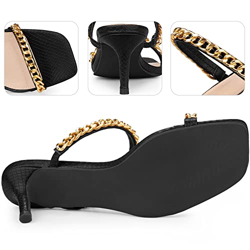 Perphy Snakeskin Print Square Toe Gold Chain Stiletto Heels Strappy Sandals for Women4