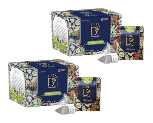Image of Dabri Mint Lemon Ginger Detox Green Tea 32 Dip Tea Bags|Pack of 2 x 16 Tea Bags Each|Rich with Anti-Oxidants|Freshens breathe with Lemon Grass,Mint Leaves,Dry Ginger|Improve Digestion & Manage weight