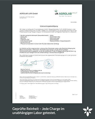 Heldengrün® Oregano & Schwarzkümmelöl Kapseln [HOCHDOSIERT] 100 mg Carvacrol pro Kapsel - Bio Oregano Öl mit +82% Carvacrol aus Griechenland - magensaftresistent, laborgeprüft & vegan - 90 Stück