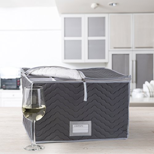 Richards Homewares Micro Fiber Deluxe Twelve Section Stemware Chest-Grey (7093) #TOP1