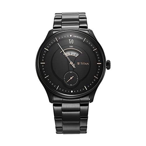Image of Titan Quartet Quartz Analog Black Dial Black Stainless Steel Strap Watch for Men - NT1890NM01