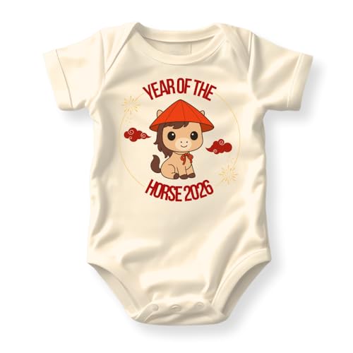 MangoHouse Year of The Horse 2026 Baby Bodysuit Baby Horse Outfit for Newborn Clothes Lunar New Year Zodiac