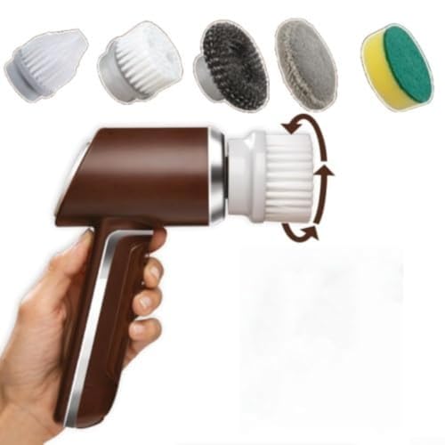 5 cepillos eléctricos giratorios, cepillo de limpieza automático de mano con 5 cabezales de cepillo de 2000 mAh, utilizado para el hogar/fregadero/azulejos