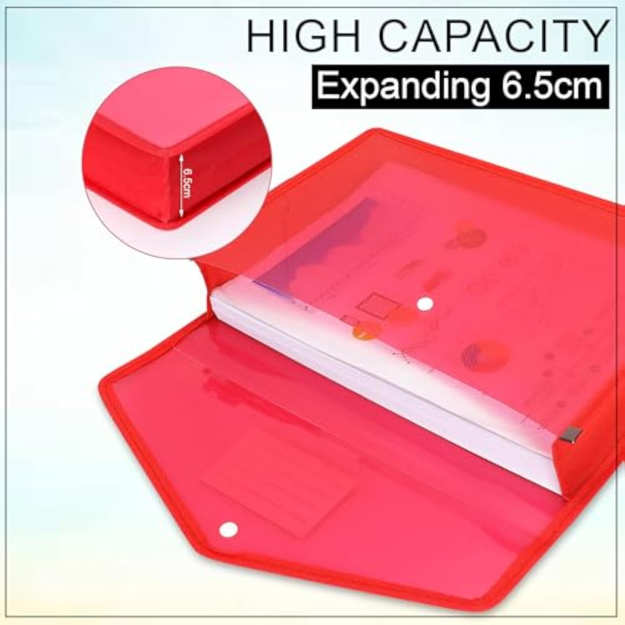Pack of 5 File Folder Bags, Multicolour Cover