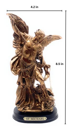 Estatua de San Miguel Arcángel Resina Bronce 8.5 in miniatura 2