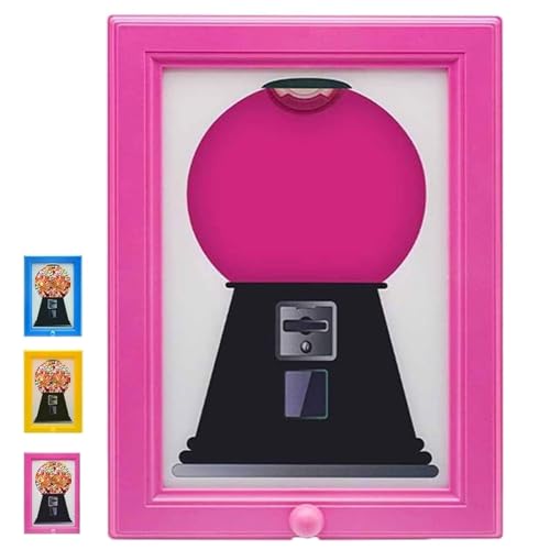 Candy Dispenser Picture Frame, Wall Mounted Candy Dispenser Picture Hanging Mounted Frame, Handy Candy Dispenser Picture Frame, Perfect for Holiday Gifts, Hang on Wall, Stand on Table (Pink)