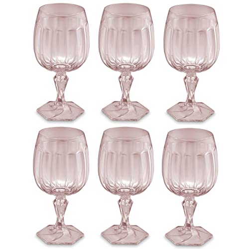 Conjunto 6 Taças de Plástico 350ml para Água Suco Drinks UZ Rosa Translúcido