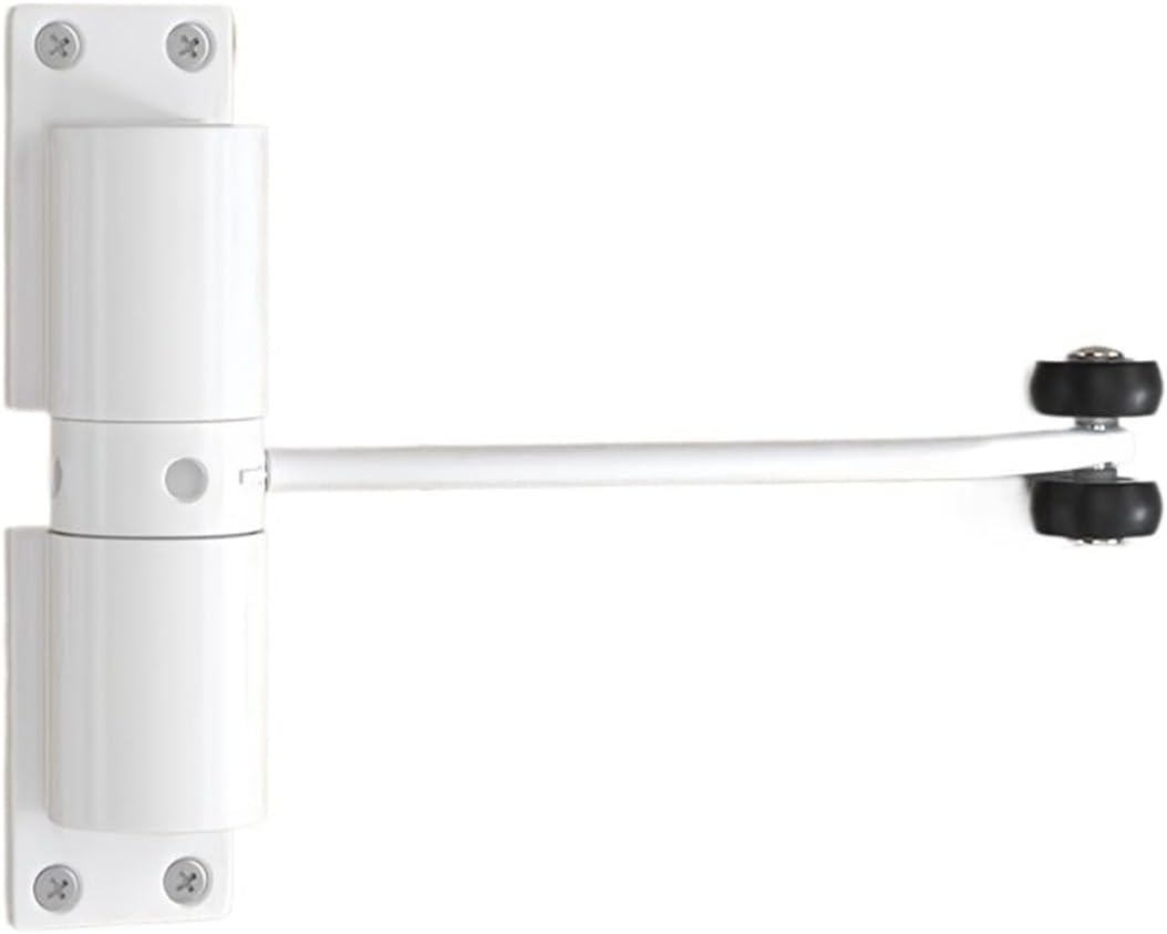 Heavy-Duty Adjustable Automatic Door Closer with Safety Spring(White)