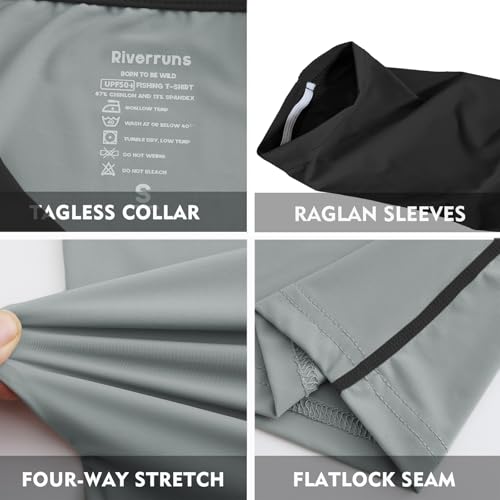 Riverruns Sun Protection Long Sleeve Shirts Rash Guard Shirts Ice-Cool Quick Dry Swim Shirt Fishing Sports Shirt#10132