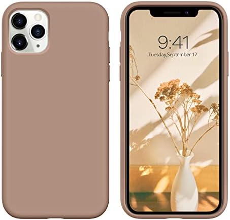 DOMAVER iPhone 11 Pro Case Liquid Silicone, Soft Gel Rubber Case with Microfiber Lining Cushion, Shockproof Phone Cases for iPhone 11 Pro 5.8 Inch, Brown