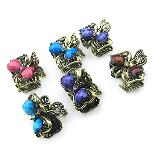 12PCS Mini Jaw Clips Vintage Chic Metal Alloy Rhinestone Fancy Hair Claw Pins for Women Lady Girls (Style A#)