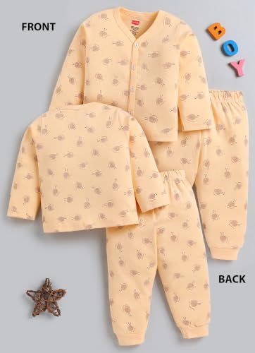 Image of LuvLap Baby Boys & Girls Regular Fit 100% Cotton Half Sleeves Jhabla & Shorts Set Pack of 2