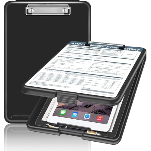 FOXIGON A4 Writing Pad for Students with Storage Box, BPA FreeClipboard Writing Pad, Exam Pad & Exam Board, File Holder for Documents, Clipboard with Storage for School, Office & Board Exam Kit