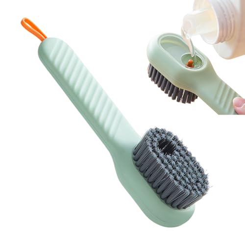 Brosse à Chaussures Multi-usages avec Distributeur de Liquide, Douce pour Les tachesConvient pour Les Chaussures, Les Sacs et Les vêtements (Vert)
