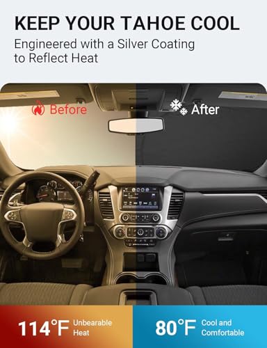 Image of Proadsy 2026 Upgrade Front Windshield Sun Shade Foldable Sunshade Protector Custom Fit 2015-2020 Tahoe SUV Accessories