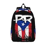 FYCFSLMY Mochila preta Whale Orca Killer com alças ajustáveis, adequada para atividades de piqueniques de viagem, Bandeira de Porto Rico, Small